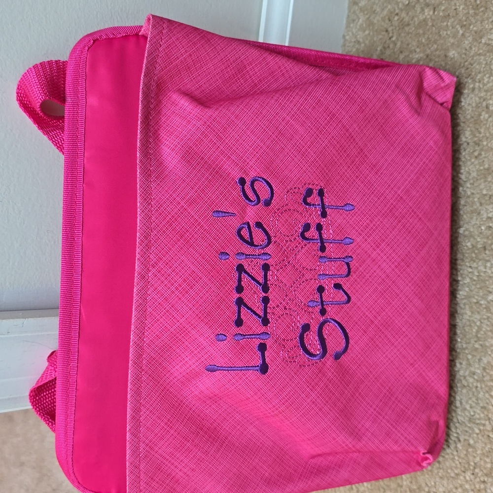 Bright Pink Personalized Snap Organizing Bag - Lizzie's Stuff